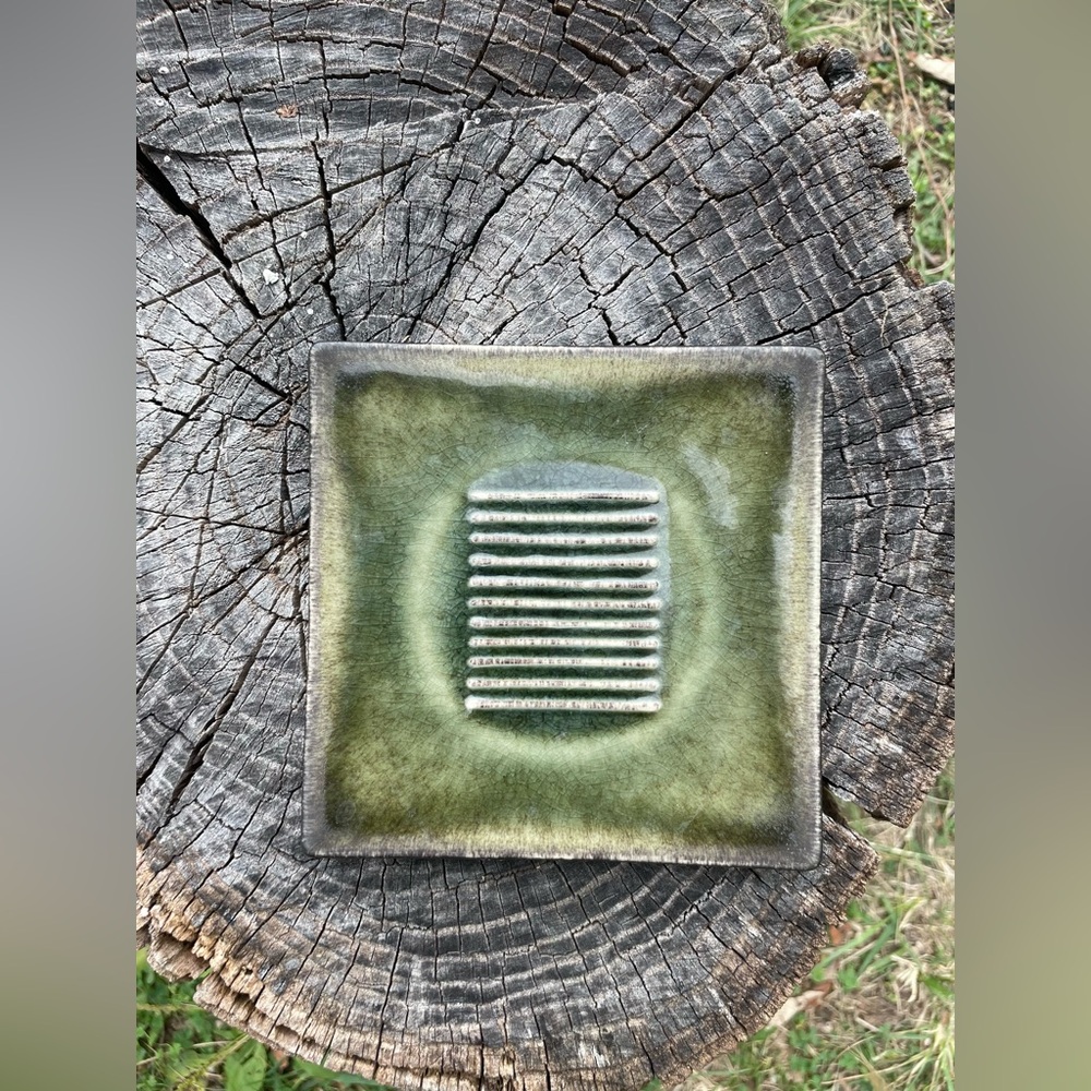 Set of Two Green Square Decorative Trays